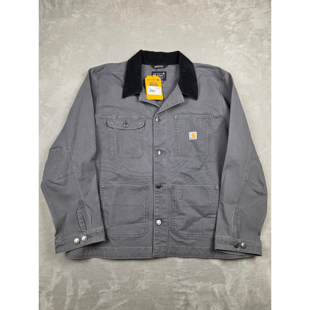 Carhartt Rugged Flex Duck Unlined Chore Coat Mens 2XL Gray OC6644 Relaxed Canvas